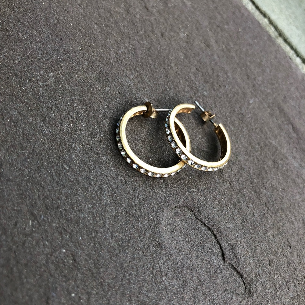 Gold diamond hoop earrings